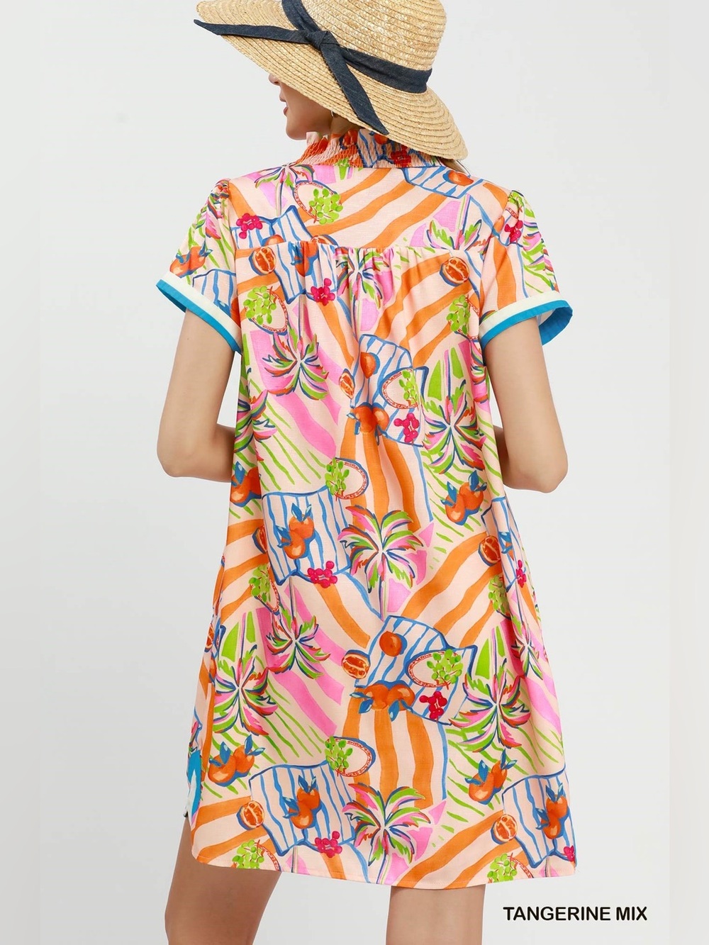 Umgee Tropical Print Collared Shift Dress - Picture 3 of 8